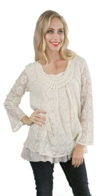 Bacci Womens Willow Embroidered Full Sleeved Lace Tunic Bacci Womens Willow Embroidered Full Sleeved Lace Tunic
