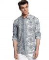 Show off your wild style with this snake print shirt from Andrew Charles.