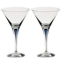 Orrefors Intermezzo Blue Collection designed by Erika Lagerbielke. From the name synonymous with unique and luxurious art glass, Orrefors' Intermezzo Blue has a distinct teardrop of blue in the stem. Orrefors Intermezzo Blue Collection designed by Erika Lagerbielke. From the name synonymous with unique and luxurious art glass, Orrefors' Intermezzo Blue has a distinct teardrop of blue in the stem.