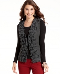 Transition summery separates to autumn with one easy piece. This nubby petite sweater vest from Style&co. is ultra-versatile and lends a cool boho vibe to casual ensembles! Transition summery separates to autumn with one easy piece. This nubby petite sweater vest from Style&co. is ultra-versatile and lends a cool boho vibe to casual ensembles!
