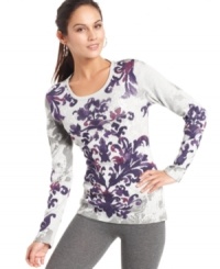 Whether working out or lounging around the house, this versatile printed top from Style&co. Sport is the perfect choice for a casual look! Whether working out or lounging around the house, this versatile printed top from Style&co. Sport is the perfect choice for a casual look!