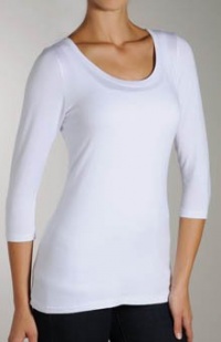 Miraclebody by Miraclesuit Women's 3/4 Sleeve Scoop Neck Top, White, Large Miraclebody by Miraclesuit Women's 3/4 Sleeve Scoop Neck Top, White, Large