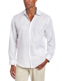 Cubavera Men's Long Sleeve Linen Blended Schifley Ornate Embroidered Woven Shirt Cubavera Men's Long Sleeve Linen Blended Schifley Ornate Embroidered Woven Shirt