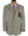 Tasso Elba Mens 2 Button Light Gray Herringbone Wool Sport Coat Jacket