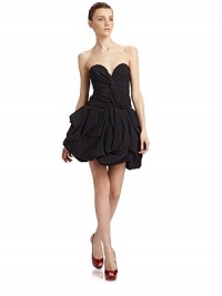 Sophisticated silk design boasts a crisscross bodice, voluminous tiered ruffle skirt and lots of after dark appeal.Sweetheart neckline Crisscross corset bodice with boning Shelf bra Tiered ruffle skirt Back hook-and-eye About 28 from shoulder to hem Silk Dry clean Made in Italy Sophisticated silk design boasts a crisscross bodice, voluminous tiered ruffle skirt and lots of after dark appeal.Sweetheart neckline Crisscross corset bodice with boning Shelf bra Tiered ruffle skirt Back hook-and-eye About 28 from shoulder to hem Silk Dry clean Made in Italy
