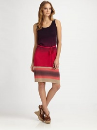 Chic ombre and classic stripes make this knit with a waist-accentuating, self-tie belt, a timeless must-have.Round neckSleevelessSelf-tie beltAbout 38 from shoulder to hemSilkDry cleanImported Model shown is 5'10½ (179cm) wearing US size Small. Chic ombre and classic stripes make this knit with a waist-accentuating, self-tie belt, a timeless must-have.Round neckSleevelessSelf-tie beltAbout 38 from shoulder to hemSilkDry cleanImported Model shown is 5'10½ (179cm) wearing US size Small.