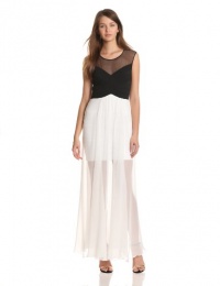 BCBGMAXAZRIA Women's Giovanna Color Blocked Gown With Chiff, Black Combo, Large BCBGMAXAZRIA Women's Giovanna Color Blocked Gown With Chiff, Black Combo, Large
