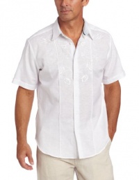 Cubavera Men's Short Sleeve Woven With Embroidered Chest Detail Cubavera Men's Short Sleeve Woven With Embroidered Chest Detail