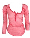 Intimately Free People Womens Strawberry Burnout Floral Henley Top S