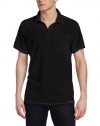 Calvin Klein Jeans Men's Solid Short Sleeve Polo, Black, Large