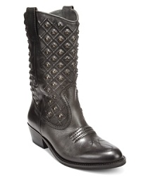 These Western-style boots feature stud details that step them into the moto trend; from Lucky Brand. These Western-style boots feature stud details that step them into the moto trend; from Lucky Brand.