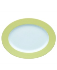 This Sunny Day oval platter from Rosenthal makes raviolis or roast chicken shine with buttery yellow accents in dishwasher-safe porcelain.