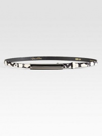 This slim snakeskin style fastens with a chic, narrow rectangular buckle.About ¼ wideSnakeskinMade in USA of Italian fabric This slim snakeskin style fastens with a chic, narrow rectangular buckle.About ¼ wideSnakeskinMade in USA of Italian fabric