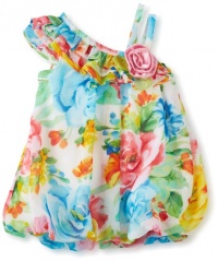 Bonnie Baby-Girls Newborn One Shoulder Chiffon Bubble Dress Bonnie Baby-Girls Newborn One Shoulder Chiffon Bubble Dress