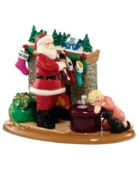 A sleepy little girl will meet Santa only in her dreams in this precious figurine from Department 56. Cookies and milk on the ottoman and a tiny Christmas village on the mantel complete the jolly holiday scene. A sleepy little girl will meet Santa only in her dreams in this precious figurine from Department 56. Cookies and milk on the ottoman and a tiny Christmas village on the mantel complete the jolly holiday scene.