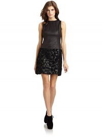 THE LOOKFaux leather shimmer upperWoven skirt with sequined accentsBack zip closureTHE FITAbout 33 from shoulder to hemTHE MATERIALPolyester/polyurethaneSecond fabric: polyesterFully linedCARE & ORIGINDry cleanImportedModel shown is 5'9 (175cm) wearing US size Small.This item was originally available for purchase at Saks Fifth Avenue OFF 5TH stores THE LOOKFaux leather shimmer upperWoven skirt with sequined accentsBack zip closureTHE FITAbout 33 from shoulder to hemTHE MATERIALPolyester/polyurethaneSecond fabric: polyesterFully linedCARE & ORIGINDry cleanImportedModel shown is 5'9 (175cm) wearing US size Small.This item was originally available for purchase at Saks Fifth Avenue OFF 5TH stores