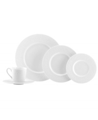 As durable as it is elegant, Mikasa's Countryside Scroll place setting features classically designed, chip-resistant bone china embossed with delicate scrolling vines and fluted detail. A pure white glaze makes it suitable for every day, any occasion. As durable as it is elegant, Mikasa's Countryside Scroll place setting features classically designed, chip-resistant bone china embossed with delicate scrolling vines and fluted detail. A pure white glaze makes it suitable for every day, any occasion.