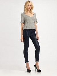 Ultra-skinny denim hugs the body like a second skin, finished with a coated boa snake-print.THE FITSlim fitRise, about 8Inseam, about 29THE DETAILSZip flyFive-pocket style98% cotton/2% elastaneDry cleanMade in USA of imported fabricModel shown is 5'9½ (177cm) wearing US size 4. Ultra-skinny denim hugs the body like a second skin, finished with a coated boa snake-print.THE FITSlim fitRise, about 8Inseam, about 29THE DETAILSZip flyFive-pocket style98% cotton/2% elastaneDry cleanMade in USA of imported fabricModel shown is 5'9½ (177cm) wearing US size 4.