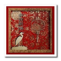 Crane and Lantern, Happy Chinese New Year in Chinese - 6x6 Iron On Heat Transfer For White Material