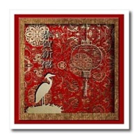 Crane and Lantern, Happy Chinese New Year in Chinese - 6x6 Iron On Heat Transfer For White Material Crane and Lantern, Happy Chinese New Year in Chinese - 6x6 Iron On Heat Transfer For White Material