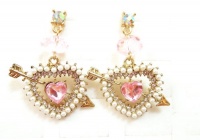 Cupid Arrow & Pearl Heart Drop Earrings Cupid Arrow & Pearl Heart Drop Earrings