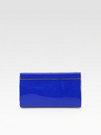 This hand-held design features beautifully shiny patent leather.Hinged magnetic closureOne inside open pocketSatin lining9W X 5H X 2DMade in Italy This hand-held design features beautifully shiny patent leather.Hinged magnetic closureOne inside open pocketSatin lining9W X 5H X 2DMade in Italy