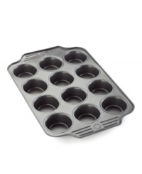Don't stop at just a dozen – once you get going, you'll want to bake more tasty muffins to go around! The heavyweight pan is treated with a nonstick coating that resists scratching, and features oversized handles that provide the perfect grip. Limited lifetime warranty. Don't stop at just a dozen – once you get going, you'll want to bake more tasty muffins to go around! The heavyweight pan is treated with a nonstick coating that resists scratching, and features oversized handles that provide the perfect grip. Limited lifetime warranty.