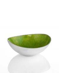 Full of surprises, this handcrafted bowl features sleek, polished aluminum lined with an electric lemongrass hue. Keep it on display no matter what's on your menu. From the Simply Designz serveware and serving dishes collection. Full of surprises, this handcrafted bowl features sleek, polished aluminum lined with an electric lemongrass hue. Keep it on display no matter what's on your menu. From the Simply Designz serveware and serving dishes collection.