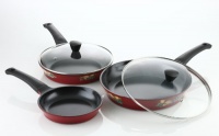 Flamekiss 5-piece Cookware Set, 3 Ceramic Coated Nonstick Fry Pans w/ 2 Glass Lids by Amorè, Innovative Design & Elegant Looks, Nano Ceramic Coating w/ Silver Ion (100% PTFE & PFOA Free) Flamekiss 5-piece Cookware Set, 3 Ceramic Coated Nonstick Fry Pans w/ 2 Glass Lids by Amorè, Innovative Design & Elegant Looks, Nano Ceramic Coating w/ Silver Ion (100% PTFE & PFOA Free)