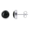Sterling Silver 8mm Round Shaped Black Onyx Post Back Findings Polish Finished Stud Earrings