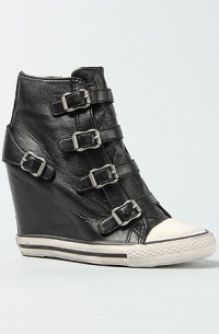 ASH United Women's Wedge Sneaker Black Leather ASH United Women's Wedge Sneaker Black Leather