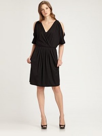 An exquisite example of laid-back elegance, this jersey dress features a faux wrap top and an alluring cold shoulder design. V-necklineShort sleevesCold shouldersSlash pocketsAbout 37 from shoulder to hem93% lyocell/7% elastaneDry cleanImported Model shown is 5'9½ (176cm) wearing US size Small. An exquisite example of laid-back elegance, this jersey dress features a faux wrap top and an alluring cold shoulder design. V-necklineShort sleevesCold shouldersSlash pocketsAbout 37 from shoulder to hem93% lyocell/7% elastaneDry cleanImported Model shown is 5'9½ (176cm) wearing US size Small.