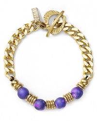 Vanessa Mooney ups the ante with this modern take on the classic link bracelet, accented by colorful acrylic beads. Vanessa Mooney ups the ante with this modern take on the classic link bracelet, accented by colorful acrylic beads.