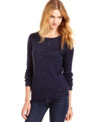 Twinkle like a starry night in Tommy Girl's sequin bedecked, long sleeve sweater. Twinkle like a starry night in Tommy Girl's sequin bedecked, long sleeve sweater.