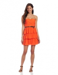 Sequin Hearts by My Michelle Juniors 34 Inch Cross Pleat Skirt Dress, Orange, 5 Sequin Hearts by My Michelle Juniors 34 Inch Cross Pleat Skirt Dress, Orange, 5