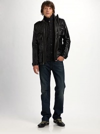 A truly authentic look in straight-fitting denim with contrast stitching and signature back-pocket patch. Five-pocket style Button fly Signature back pocket embroidery Inseam, about 34 Cotton Machine wash Made in USA A truly authentic look in straight-fitting denim with contrast stitching and signature back-pocket patch. Five-pocket style Button fly Signature back pocket embroidery Inseam, about 34 Cotton Machine wash Made in USA