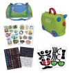 Trunki Jade Travel Suitcase Combo Pack- Trunki, Coordinating Totebag and 3 Bonus Sticker Packs (Green/Blue)