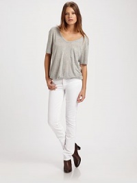 Long and lean stretch denim, tailored in a classic straight-leg silhouette.THE FITFitted through hips and thighsMedium rise, about 8Inseam, about 34½THE DETAILSZip flyFive-pocket style98% cotton/2% elastaneMachine washImported Long and lean stretch denim, tailored in a classic straight-leg silhouette.THE FITFitted through hips and thighsMedium rise, about 8Inseam, about 34½THE DETAILSZip flyFive-pocket style98% cotton/2% elastaneMachine washImported
