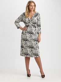 An ultra-feminine neckline and bust-flattering, gathered details create an utterly flattering look. The intoxicating print is a stylish bonus.Twist-front detail at v-necklineThree-quarter sleevesFlattering, gathered details at bustAllover printPull-on styleAbout 28 from natural waist96% viscose/4% elastaneMachine washImported An ultra-feminine neckline and bust-flattering, gathered details create an utterly flattering look. The intoxicating print is a stylish bonus.Twist-front detail at v-necklineThree-quarter sleevesFlattering, gathered details at bustAllover printPull-on styleAbout 28 from natural waist96% viscose/4% elastaneMachine washImported