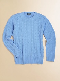 A classic crewneck sweater is rendered in plush cable-knit cashmere for warm and luxe style.CrewneckLong sleevesPullover styleCashmereDry cleanImported A classic crewneck sweater is rendered in plush cable-knit cashmere for warm and luxe style.CrewneckLong sleevesPullover styleCashmereDry cleanImported