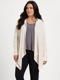 A step above the typical hoodie, this waffle-knit made from an irresistible blend of supima cotton and modal, offers you a perfectly relaxed fit. Its cascading front creates an even more feminine silhouette.Attached hoodLong sleevesBanded cuffsPull-on styleAbout 30 from shoulder to hemSupima cotton/modal/spandexMachine washMade in USA A step above the typical hoodie, this waffle-knit made from an irresistible blend of supima cotton and modal, offers you a perfectly relaxed fit. Its cascading front creates an even more feminine silhouette.Attached hoodLong sleevesBanded cuffsPull-on styleAbout 30 from shoulder to hemSupima cotton/modal/spandexMachine washMade in USA