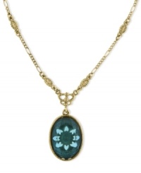 Elegance to envy. A indigo-hued pendant necklace from 2028 that recalls vintage charm. With an oval-shaped plastic indicolite stone. Crafted in gold tone mixed metal. Approximate length: 16 inches + 3-inch extender. Approximate pendant drop: 1-1/2 inches. Elegance to envy. A indigo-hued pendant necklace from 2028 that recalls vintage charm. With an oval-shaped plastic indicolite stone. Crafted in gold tone mixed metal. Approximate length: 16 inches + 3-inch extender. Approximate pendant drop: 1-1/2 inches.