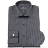 Savile Row Mens Dark Grey Pin Stripe Fitted Formal Dress Shirt Single Cuff