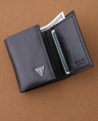 Banish the bulky wallet. This trifold Guess design keeps your essentials streamlined and organized. Banish the bulky wallet. This trifold Guess design keeps your essentials streamlined and organized.