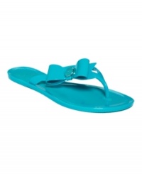 A molded bow on the side of Marc Fisher's Sunna jelly thong sandals will increase the feminine factor of your most casual look. A molded bow on the side of Marc Fisher's Sunna jelly thong sandals will increase the feminine factor of your most casual look.