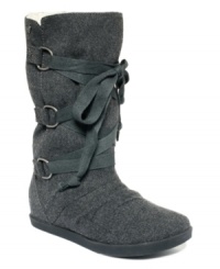 Wrapped up tight. Roxy's Madoc booties feature a lace-up vamp and buckle detail along the shaft and can be cuffed up or down. Wrapped up tight. Roxy's Madoc booties feature a lace-up vamp and buckle detail along the shaft and can be cuffed up or down.