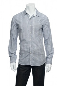 Tasso Elba Collezione Men's Light Gray Vertical Striped Button Down Shirt Tasso Elba Collezione Men's Light Gray Vertical Striped Button Down Shirt