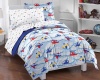 Planes and Clouds Ultra Soft Microfiber Twin Comforter Bedding Set, Red Blue