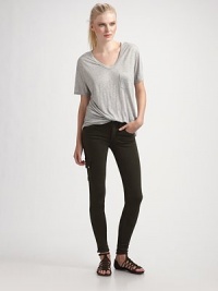 A skinny interpretation of the classic cargo style in four-pocket stretch cotton blend. THE FITSkinny fit from waist to hem Rise, about 8 Inseam, about 31THE DETAILSZip fly Back patch pockets Side cargo pocket 44% rayon/29% cotton/25% cupro/2% polyurethane Machine wash Made in USA A skinny interpretation of the classic cargo style in four-pocket stretch cotton blend. THE FITSkinny fit from waist to hem Rise, about 8 Inseam, about 31THE DETAILSZip fly Back patch pockets Side cargo pocket 44% rayon/29% cotton/25% cupro/2% polyurethane Machine wash Made in USA