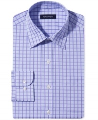 It's hip to be square-especially in this no-iron checkered dress shirt from Nautica. It's hip to be square-especially in this no-iron checkered dress shirt from Nautica.